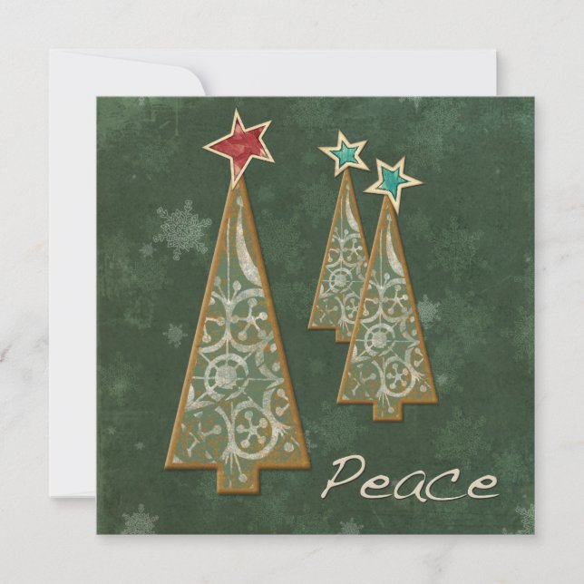 Convites Árvores de Natal - Paz/Verde (Frente)