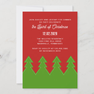 Convites Árvores de Natal seguidas Feriado Vermelho e Verde
