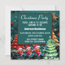 Convites Árvores de Natal Verdes 3d | Dança Funny Vangogh