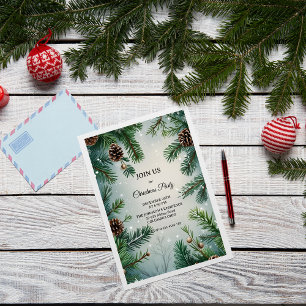 Convites Árvores de Pinheiro Elegantes & Cones de Natal