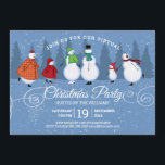 Convites Árvores de Pinheiros do Snowman, Festa de Natal Vi<br><div class="desc">Este Convite de festas virtual de Natal rústico apresenta famílias de bonecos de neve patinando juntas num fundo azul de pinheiros e caindo neve. Personalize com todos os detalhes da festa de férias.  Desenhado por artistas ©Tim Coffey e Susan Coffey.</div>