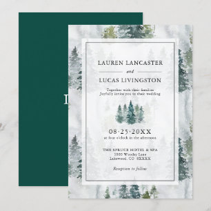 Convites Árvores De Pinheiros Russos De Casamento Verde Pr