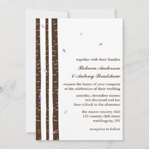 Convites Árvores de vidoeiro roxas que Wedding