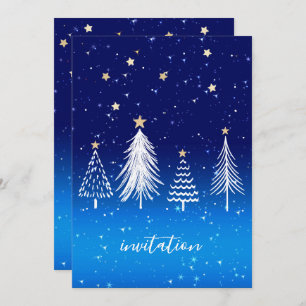 Convites Árvores Douradas da Árvore de Natal Branco Elegant