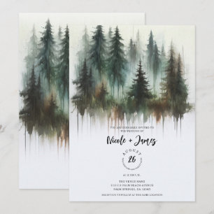 Convites Árvores em Aquarela Casamento Rústico Selvagem