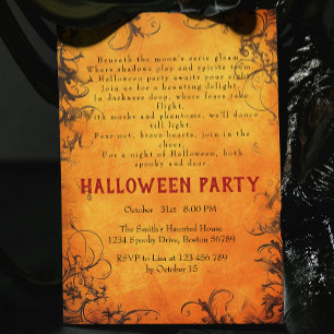 Convites Árvores Escuras Festa de Halloween do Poema Laranj