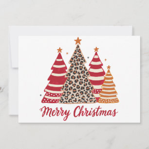 Convites Árvores Estampadas Natal Feliz Leopardo Vermelho L