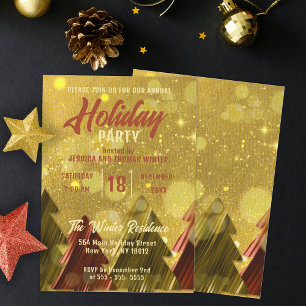 Convites Árvores Metálicas com Brilho Glam Gold para Festa