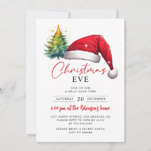 Convites Árvores Red Santa Hat de Véspera de Natal