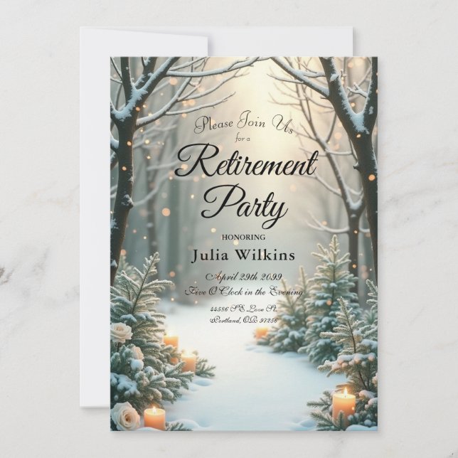 Convites Árvores Sempre-Verdes Congeladas com Velas sob a N (Frente)