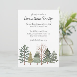 Convites Árvores Simples da Floresta de Inverno da Aquarela