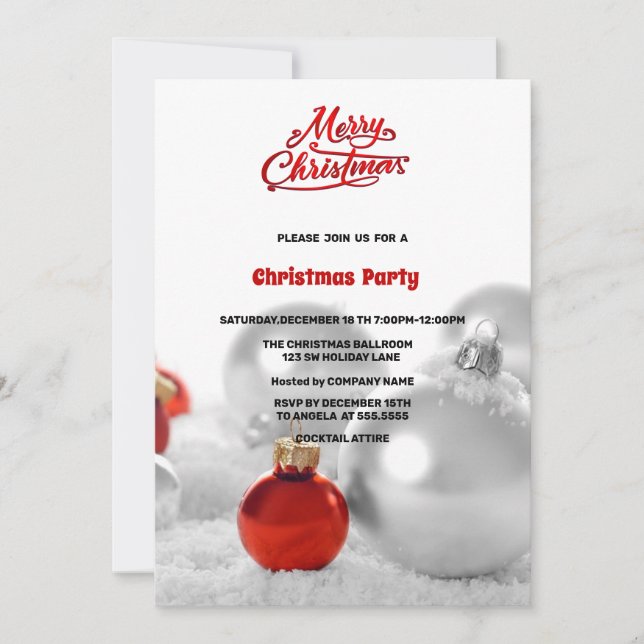 Convites As Bolas de Natal Apresentam Festa de Natal de pra (Frente)