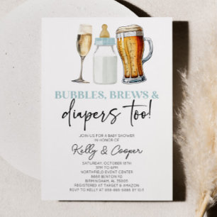 Convites As bolhas azuis também quebram e Fraldas! Chá de f