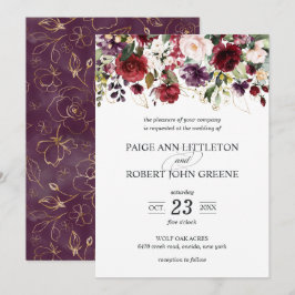 Convites As flores da queda em vermelho, no roxo e coram