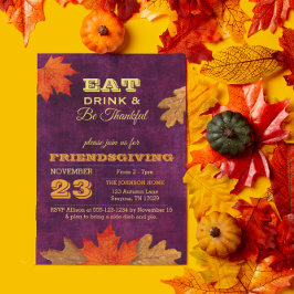 Convites As Folhas de outono de ameixa comem bebida e sejam