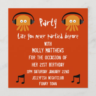 Convites As medusa alaranjadas Funky DJ party