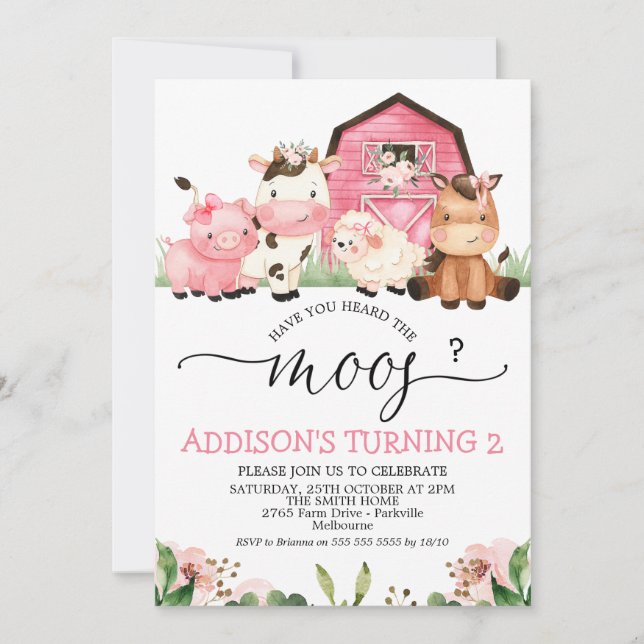 Convites As Meninas De Fazenda Rosa Já Ouviram O Aniversári (Frente)