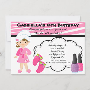 Convites As Meninas de Zebra Rosa e Branca Spa Convidam