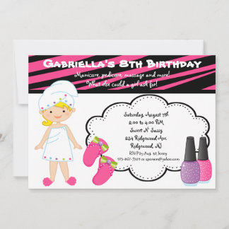 Convites As Meninas de Zebra Rosa e Branca Spa Convidam