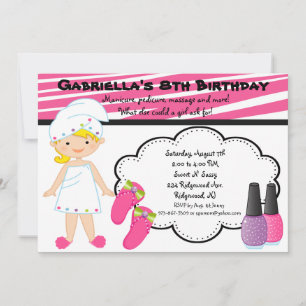 Convites As Meninas de Zebra Rosa e Branca Spa Convidam