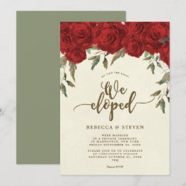 Convites as rosas vermelhas do marfim modernas nós eloped
