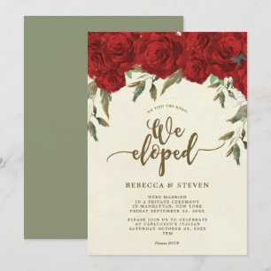 Convites as rosas vermelhas do marfim modernas nós eloped