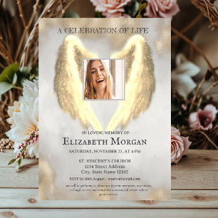 Convites Asas de Anjo Douradas Foto Celebração Dourada da V