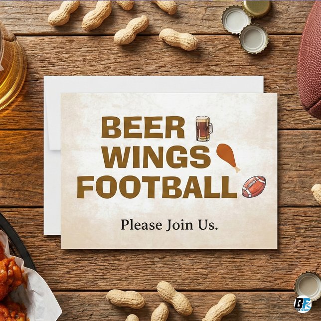 Convites Asas de Cerveja Futebol Festa Rústica de Dia de Jo (Criador carregado)