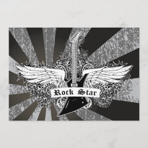 Convites Asas de guitarra de Black White star