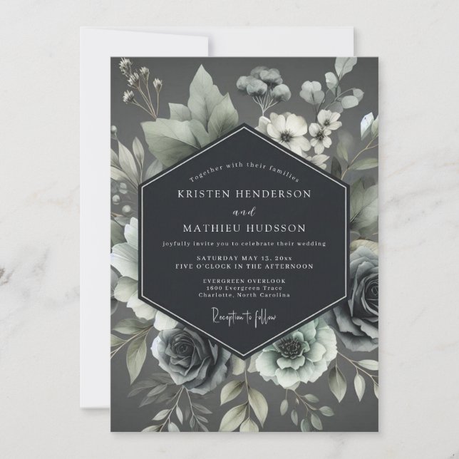 Convites Ash Elegant Botanical Wedding (Frente)