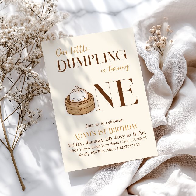 Convites Asiático Pequeno Dumpling Kawaii Primeiro Aniversá (Criador carregado)