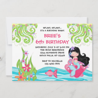 Convites asiáticos do aniversário da sereia