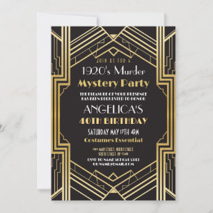 Convites Assassinato de 1920 Janto do Partido Mistério Aniv