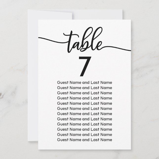 Convites Assento de Convidados de Casamento Caligrafia Mode (Frente)