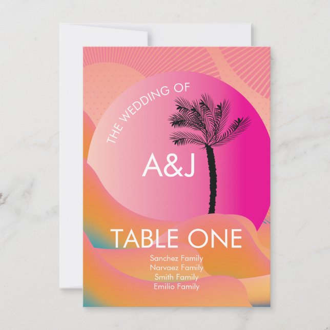 Convites Assento de Mesa Rosa Laranja Ousado Tropical Amanh (Frente)