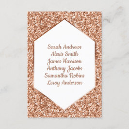Convites Assentos da Recepção com Glitter Rosa Dourado e Co