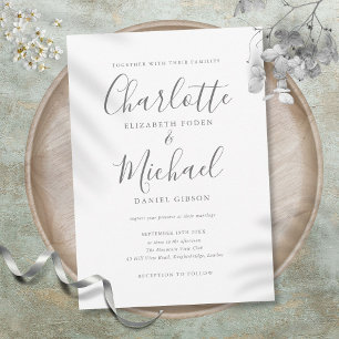 Convites Assinatura de Script Simples e Elegante Casamento