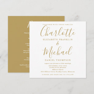 Convites Assinatura Dourada Elegante Roteiro Tudo Em Um Cas
