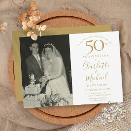 Convites Assinatura Dourada Foto de 50º Aniversário de Casa