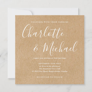 Convites Assinatura Elegante Casamento Rústico Kraft Script