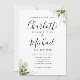 Convites Assinatura Elegante de Folhas de Verdura Casamento