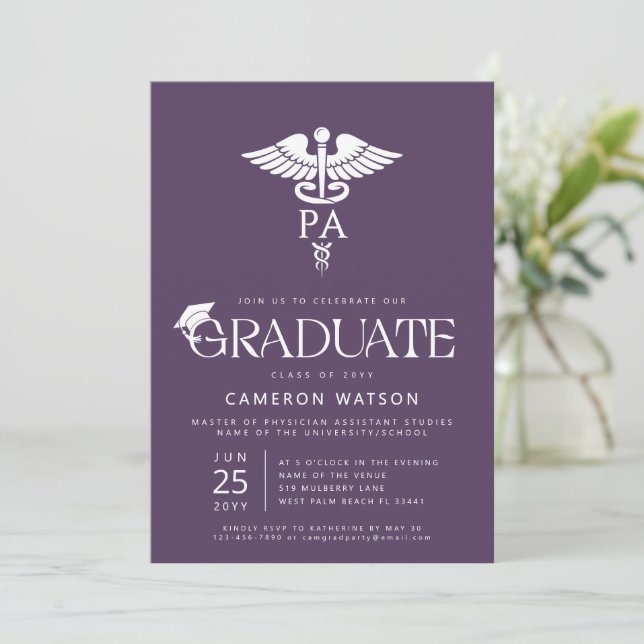 Convites Assistente Médico Graduado Formatura de PA Escola (Em pé/Frente)