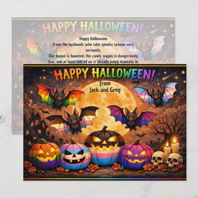 Convites 🎃Assombrado e Orgulhoso com Orgulho  (Frente/Verso)
