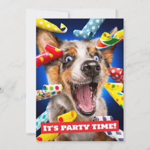 Convites Assopradores de Festa de Cachorro Feliz