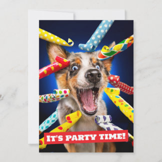 Convites Assopradores de Festa de Cachorro Feliz