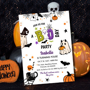 Convites Assustador 4º Aniversário de Halloween Fantasma Ca
