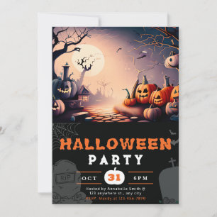 Convites Assustador Jack-O' Lanterna Cheia Halloween