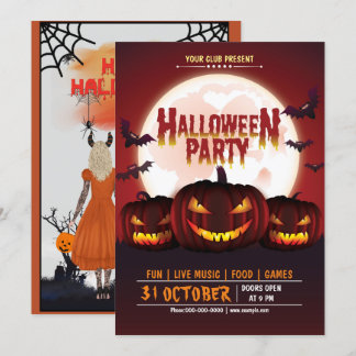 Convites Assustador Pumpkin Jack o lanterna Festa de Hallow