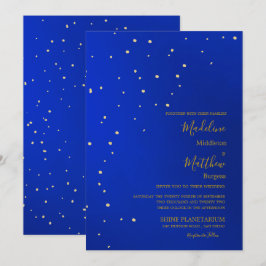 Convites Astral Dourado Stars Casamento à Noite Azul