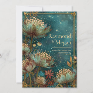 Convites Astrantia Glow Esmeralda Celestial Casamento Teal